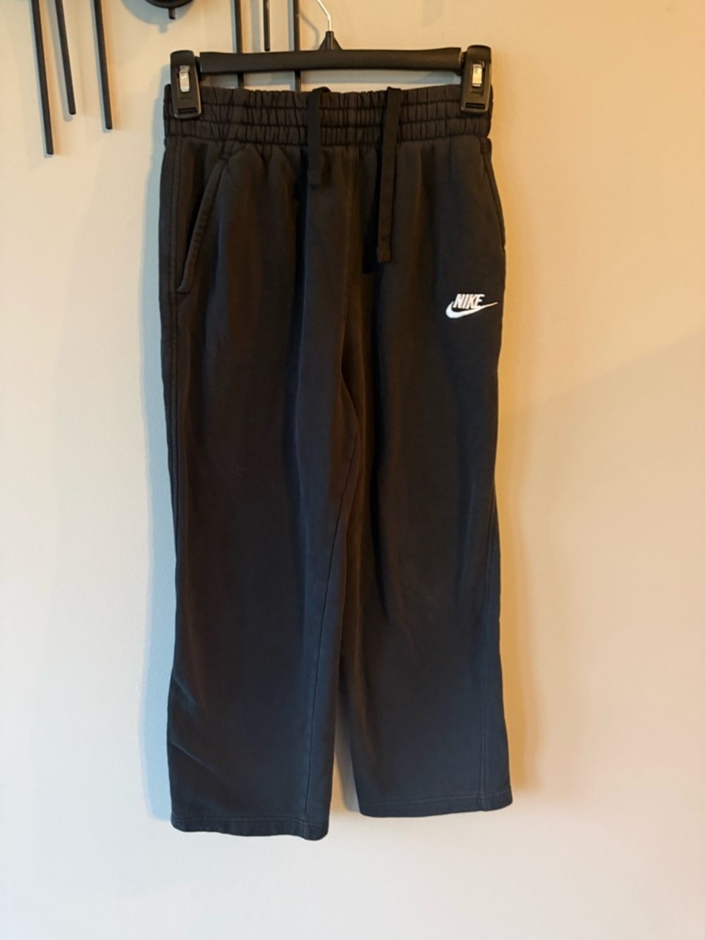 Nike Kids Black Jogger Sweatpants with White Swoosh